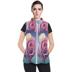 Rose Flower Love Romance Beautiful Women s Puffer Vest by artworkshop