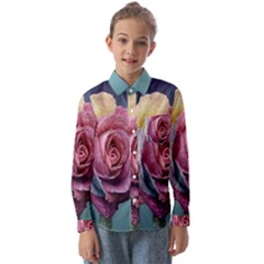 Rose Flower Love Romance Beautiful Kids  Long Sleeve Shirt by artworkshop