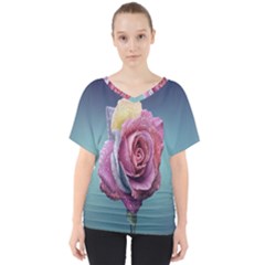 Rose Flower Love Romance Beautiful V-neck Dolman Drape Top by artworkshop