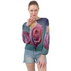 Rose Flower Love Romance Beautiful Banded Bottom Chiffon Top by artworkshop