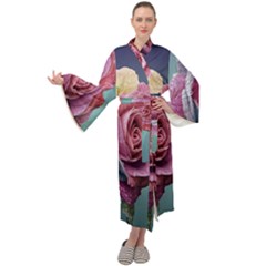 Rose Flower Love Romance Beautiful Maxi Velour Kimono by artworkshop