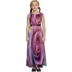 Rose Flower Love Romance Beautiful Kids  Satin Sleeveless Maxi Dress