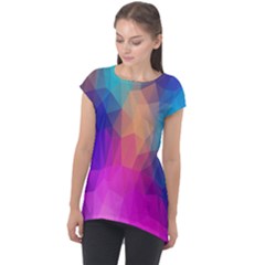 Triangles Polygon Color Cap Sleeve High Low Top by artworkshop