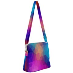 Triangles Polygon Color Zipper Messenger Bag by artworkshop