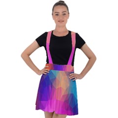 Triangles Polygon Color Velvet Suspender Skater Skirt by artworkshop