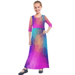 Triangles Polygon Color Kids  Quarter Sleeve Maxi Dress by artworkshop