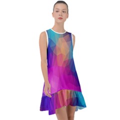 Triangles Polygon Color Frill Swing Dress by artworkshop