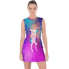 Triangles Polygon Color Lace Up Front Bodycon Dress