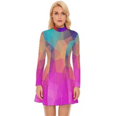 Triangles Polygon Color Long Sleeve Velour Longline Dress