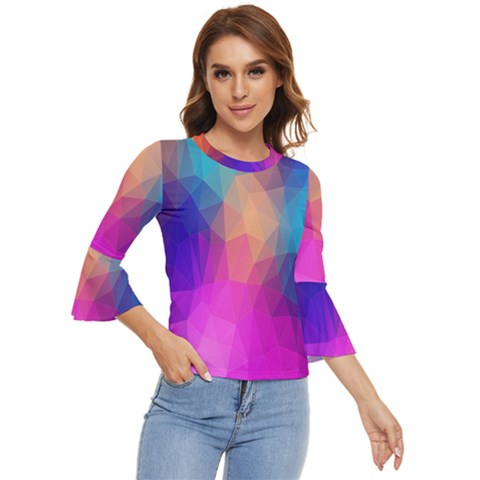 Triangles Polygon Color Bell Sleeve Top by artworkshop