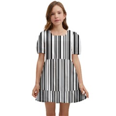 Barcode Pattern Kids  Short Sleeve Dolly Dress