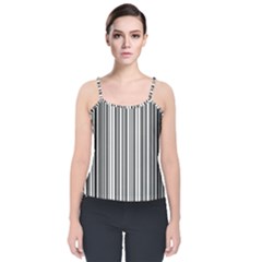 Barcode Pattern Velvet Spaghetti Strap Top by Sapixe