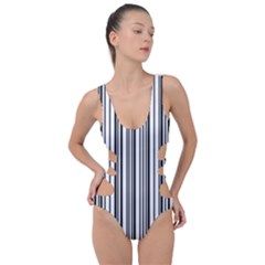 Barcode Pattern Side Cut Out Swimsuit