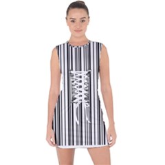 Barcode Pattern Lace Up Front Bodycon Dress