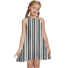 Barcode Pattern Kids  Halter Collar Waist Tie Chiffon Dress