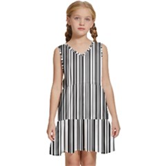 Barcode Pattern Kids  Sleeveless Tiered Mini Dress