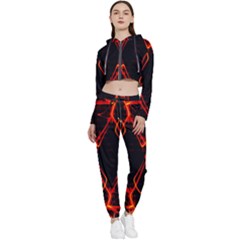 Officially Sexy Orange & Black Laser 5500x7500 Cropped Zip Up Lounge Set by OfficiallySexy