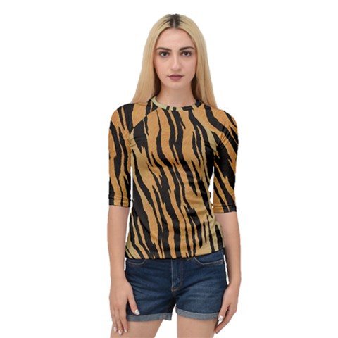 Tiger Animal Print A Completely Seamless Tile Able Background Design Pattern Quarter Sleeve Raglan Tee by Amaryn4rt
