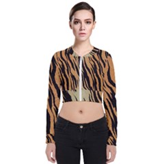 Tiger Animal Print A Completely Seamless Tile Able Background Design Pattern Long Sleeve Zip Up Bomber Jacket by Amaryn4rt