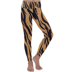 Tiger Animal Print A Completely Seamless Tile Able Background Design Pattern Kids  Lightweight Velour Classic Yoga Leggings by Amaryn4rt