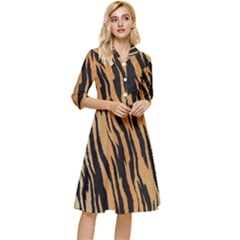 Tiger Animal Print A Completely Seamless Tile Able Background Design Pattern Classy Knee Length Dress by Amaryn4rt