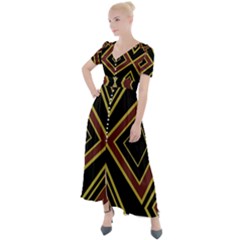 Abstract Pattern Geometric Backgrounds  Button Up Short Sleeve Maxi Dress by Eskimos