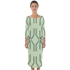 Abstract Pattern Geometric Backgrounds Quarter Sleeve Midi Bodycon Dress by Eskimos