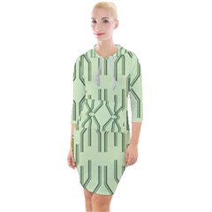 Abstract Pattern Geometric Backgrounds Quarter Sleeve Hood Bodycon Dress by Eskimos