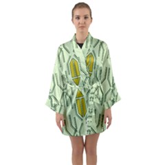 Abstract Pattern Geometric Backgrounds Long Sleeve Satin Kimono by Eskimos