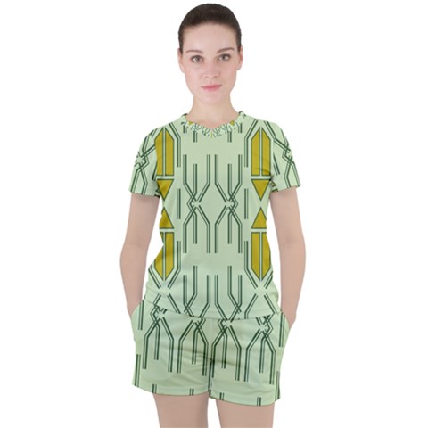 Abstract Pattern Geometric Backgrounds Women s Tee And Shorts Set by Eskimos