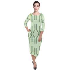 Abstract Pattern Geometric Backgrounds Quarter Sleeve Midi Velour Bodycon Dress by Eskimos