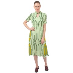 Abstract Pattern Geometric Backgrounds Keyhole Neckline Chiffon Dress by Eskimos