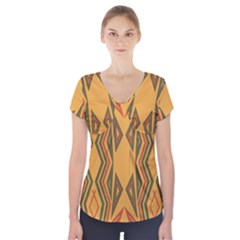 Abstract Pattern Geometric Backgrounds  Short Sleeve Front Detail Top by Eskimos