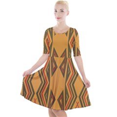 Abstract Pattern Geometric Backgrounds  Quarter Sleeve A-line Dress by Eskimos