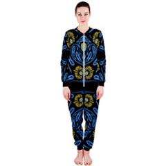 Folk Flowers Print Floral Pattern Ethnic Art Onepiece Jumpsuit (ladies) by Eskimos