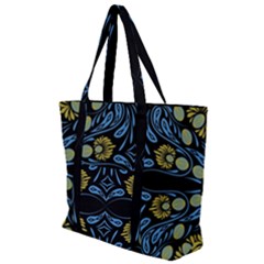 Folk Flowers Print Floral Pattern Ethnic Art Zip Up Canvas Bag by Eskimos