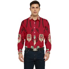 Folk Flowers Print Floral Pattern Ethnic Art Men s Long Sleeve  Shirt by Eskimos