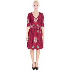 Folk Flowers Print Floral Pattern Ethnic Art Wrap Up Cocktail Dress by Eskimos