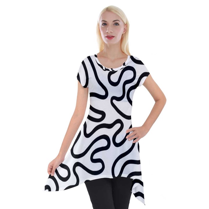 Patern Vector Short Sleeve Side Drop Tunic