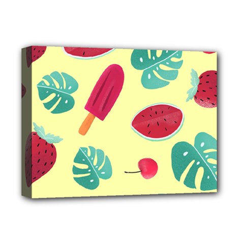 Watermelon Leaves Cherry Background Pattern Deluxe Canvas 16  X 12  (stretched)  by nate14shop