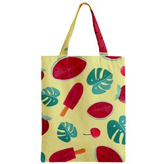 Watermelon Leaves Cherry Background Pattern Zipper Classic Tote Bag by nate14shop