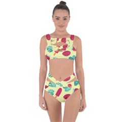 Watermelon Leaves Cherry Background Pattern Bandaged Up Bikini Set  by nate14shop