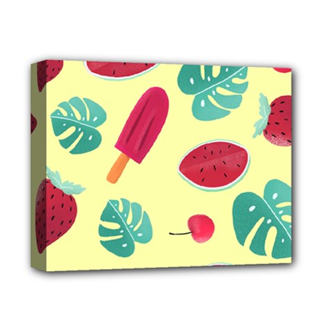 Watermelon Leaves Cherry Background Pattern Deluxe Canvas 14  X 11  (stretched) by nate14shop