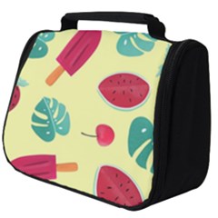 Watermelon Leaves Cherry Background Pattern Full Print Travel Pouch (big)