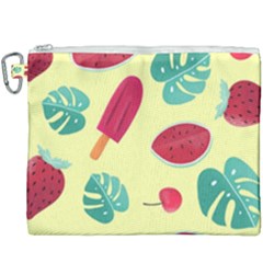 Watermelon Leaves Cherry Background Pattern Canvas Cosmetic Bag (xxxl) by nate14shop