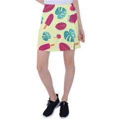 Watermelon Leaves Cherry Background Pattern Tennis Skirt by nate14shop
