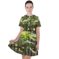 Bitter Melon Short Sleeve Shoulder Cut Out Dress  by artworkshop