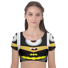 Batman Velvet Short Sleeve Crop Top  by nate14shop