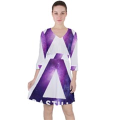 Bastille Galaksi Quarter Sleeve Ruffle Waist Dress by nate14shop