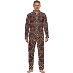 Ukrainian-folk-seamless-pattern-ornament Men s Long Sleeve Velvet Pocket Pajamas Set